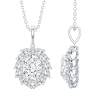 1.29 Carat Oval Shaped Moissanite Wedding Necklace With Silver Chain