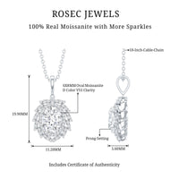 1.29 Carat Oval Shaped Moissanite Wedding Necklace With Silver Chain