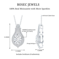 Certified 2 Carat Oval Moissanite Statement Wedding Necklace with Chain