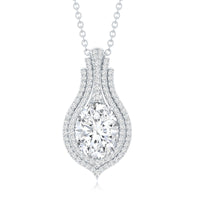 Certified 2 Carat Oval Moissanite Statement Wedding Necklace with Chain