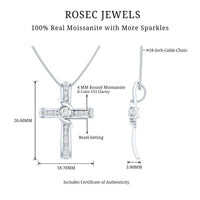 Certified Moissanite Cross Pendant Necklace with Silver Chain