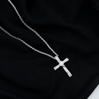 Certified Moissanite Cross Pendant Necklace with Silver Chain