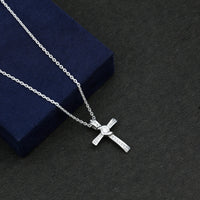 Certified Moissanite Cross Pendant Necklace with Silver Chain