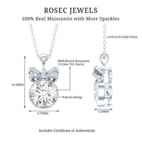 Bezel Set 2 Carat Moissanite Pendant with Bow