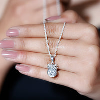 Bezel Set 2 Carat Moissanite Pendant with Bow
