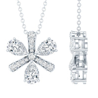 Certified Moissanite Flower Pendant Necklace with Silver Chain