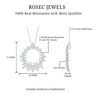 Womens Moissanite Designer Cocktail Necklace With Silver Chain
