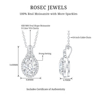 1 Carat Certified Moissanite Oval Pendant with Halo
