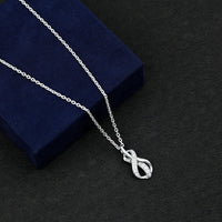 Pave Set Moissanite Infinity Knot Necklace with Silver Chain