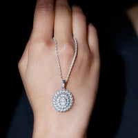 Certified 1.29 Carat Oval Moissanite Bridal Statement Necklace with Chain