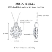 Certified 2 Carat Oval Moissanite Vintage Necklace with Silver Chain
