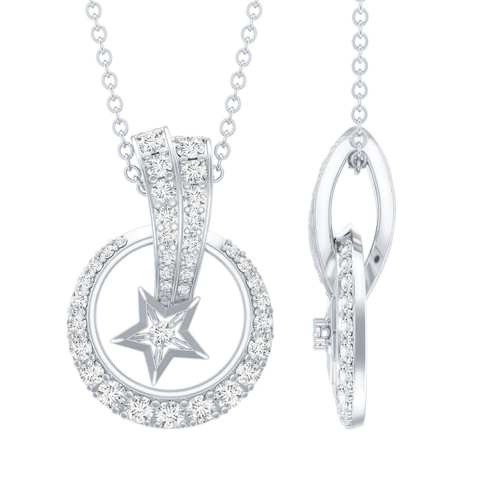 Silver chain pendant featuring a certified moissanite shooting star design from Rosec Jewels.