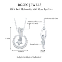 Certified Moissanite Shooting Star Pendant with Silver Chain