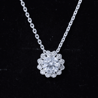 Certified 2 CT Moissanite Statement Flower Necklace with Silver Chain