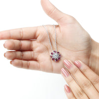 2 Carat Moissanite Designer Necklace with Rhodolite