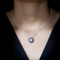 Certified Moissanite and Lab Sapphire Designer Necklace With Chain