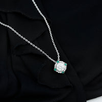 2 Carat Moissanite Vintage Inspired Necklace with Lab Emerald