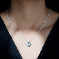 2 Carat Moissanite Vintage Inspired Necklace with Lab Emerald