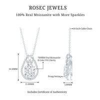 2 Carat Oval Cut Moissanite Drop Necklace For Wedding