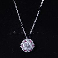 Certified 2 Carat Moissanite Statement Necklace with Lab Ruby