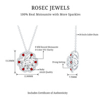 Certified 2 Carat Moissanite Statement Necklace with Lab Ruby