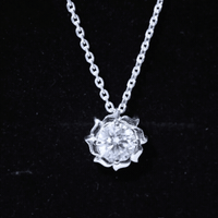 2 Carat Solitaire Moissanite Flower Pendant with Silver Chain