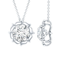 2 Carat Solitaire Moissanite Flower Pendant with Silver Chain