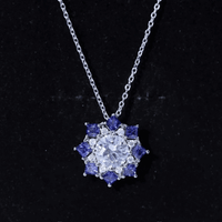Certified 2 Carat Moissanite and Sapphire Designer Necklace with Silver Chain