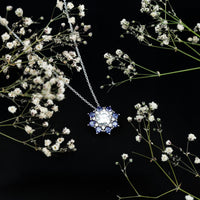 Certified 2 Carat Moissanite and Sapphire Designer Necklace with Silver Chain
