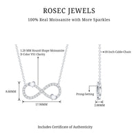 Certified Moissanite Infinity Heart Necklace in 14K Gold Plated Silver