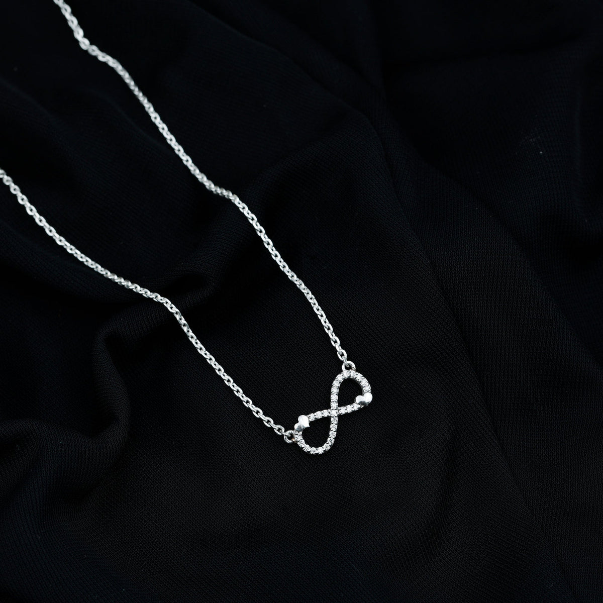 Certified Moissanite Infinity Heart Necklace in 14K Gold Plated Silver