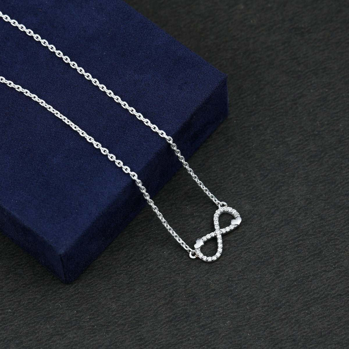 Certified Moissanite Infinity Heart Necklace in 14K Gold Plated Silver