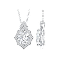 Certified 2 Carat Moissanite Vintage Halo Necklace for Women