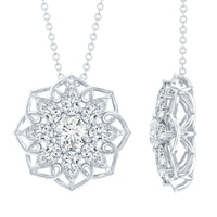 Certified Moissanite Flower Pendant Necklace with Chain