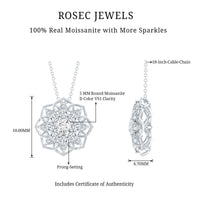 Certified Moissanite Flower Pendant Necklace with Chain