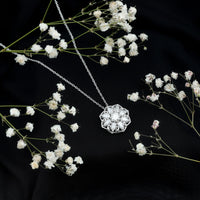Certified Moissanite Flower Pendant Necklace with Chain