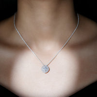 Certified Moissanite Double Halo Pendant Necklace with Silver Chain
