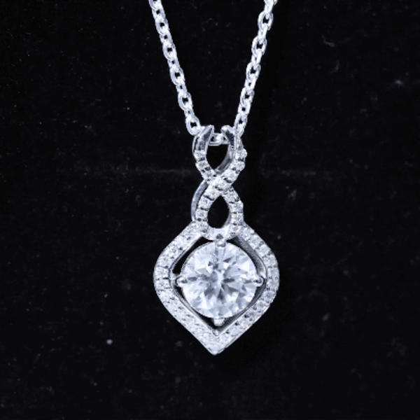 Rosec Jewels 2.62 carat moissanite wedding necklace pendant on silver chain, elegant bridal jewelry with sparkling gemstone.