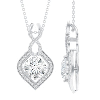 2.62 Carat Moissanite Wedding Necklace for Bride with Silver Chain