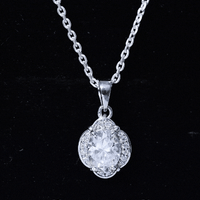 Moissanite Art Deco Necklace with Silver Chain