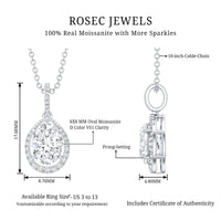 Certified 1.2 Carat Oval Moissanite Bridal Necklace For Wedding in Silver