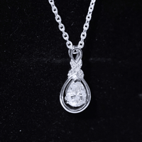 Certified 1.3 Carat Moissanite Bridal Drop Necklace with Silver Chain
