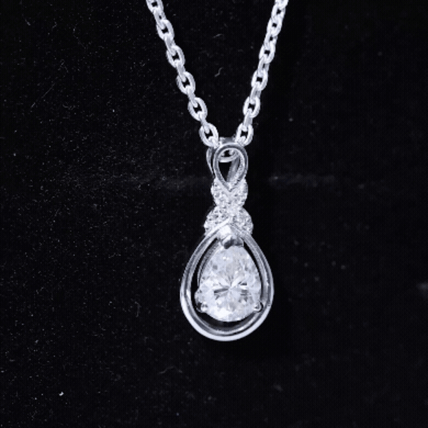 Certified 1.3 carat moissanite bridal drop pendant necklace with silver chain, elegant jewelry for special occasions.