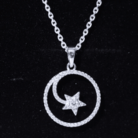 Certified Moissanite Shooting Star Necklace with Silver Chain