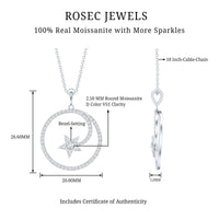 Certified Moissanite Shooting Star Necklace with Silver Chain
