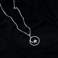 Certified Moissanite Shooting Star Necklace with Silver Chain