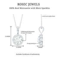 Certified 2 Carat Moissanite Halo Pendant Necklace with Silver Chain