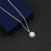 Certified 2 Carat Moissanite Halo Pendant Necklace with Silver Chain