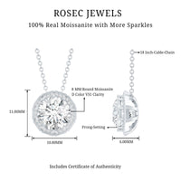 Certified 2 Carat Round Moissanite Designer Necklace with Silver Chain