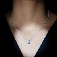 Certified 2 Carat Round Moissanite Designer Necklace with Silver Chain
